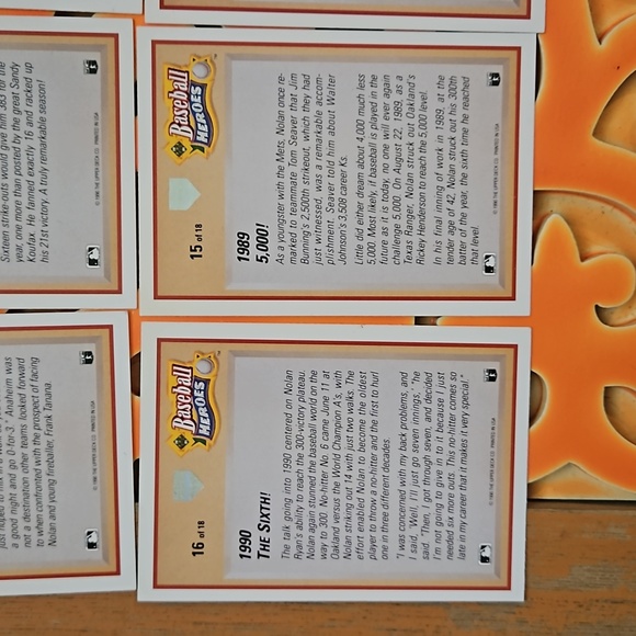 1990 Upper Deck Baseball Heros Nolan Ryan cards 10-18 - Picture 13 of 15